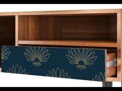 Móvel De Tv* Mueble de TV - 115х59х48 cm - T3 - Blue Lotus, Nogueira Castanho