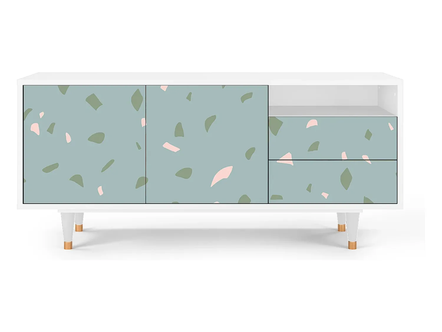 Mueble de TV - 125х56х41 cm - T7 - Blue Drops, Branco^ Móvel De Tv