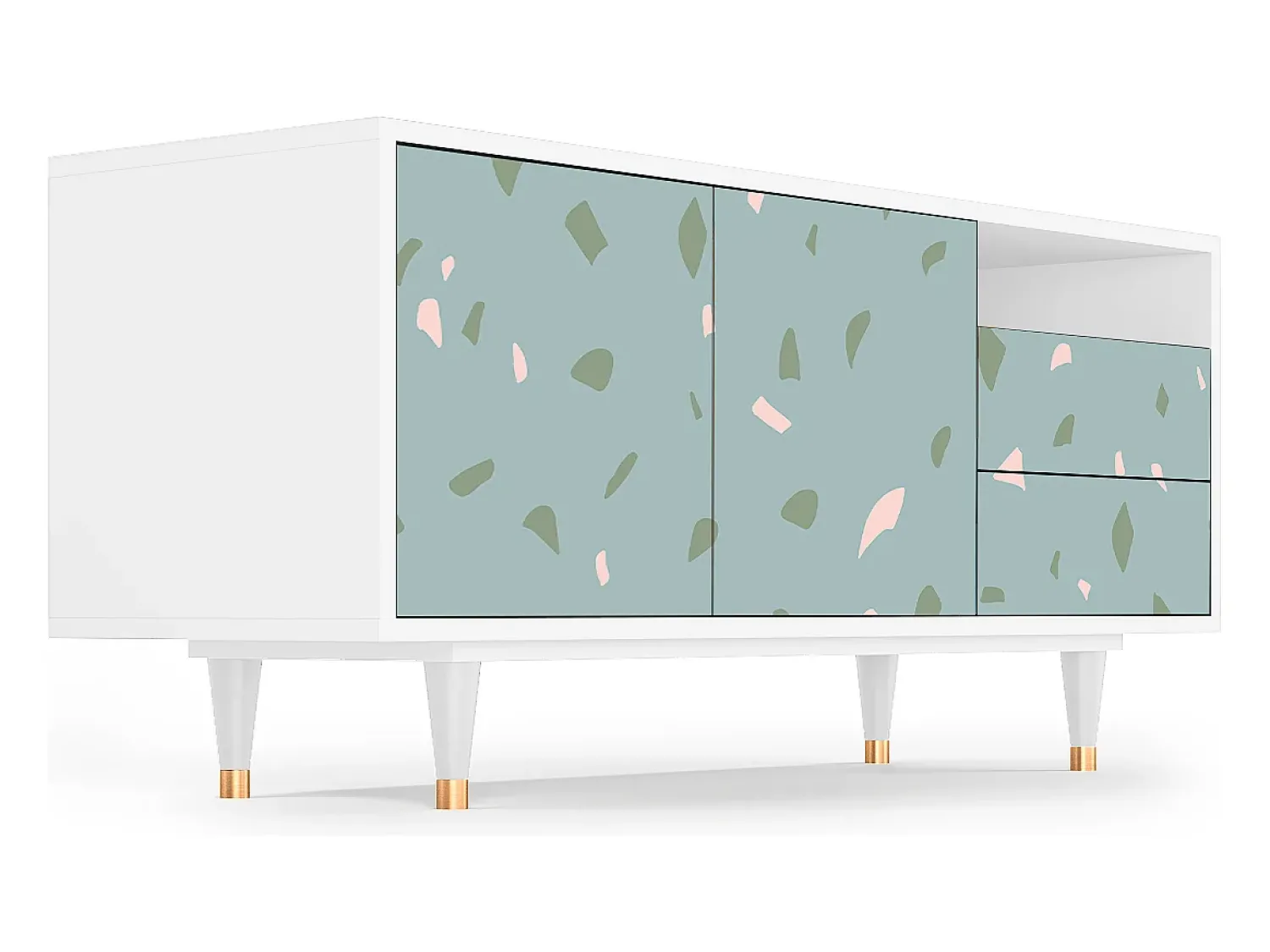 Mueble de TV - 125х56х41 cm - T7 - Blue Drops, Branco^ Móvel De Tv