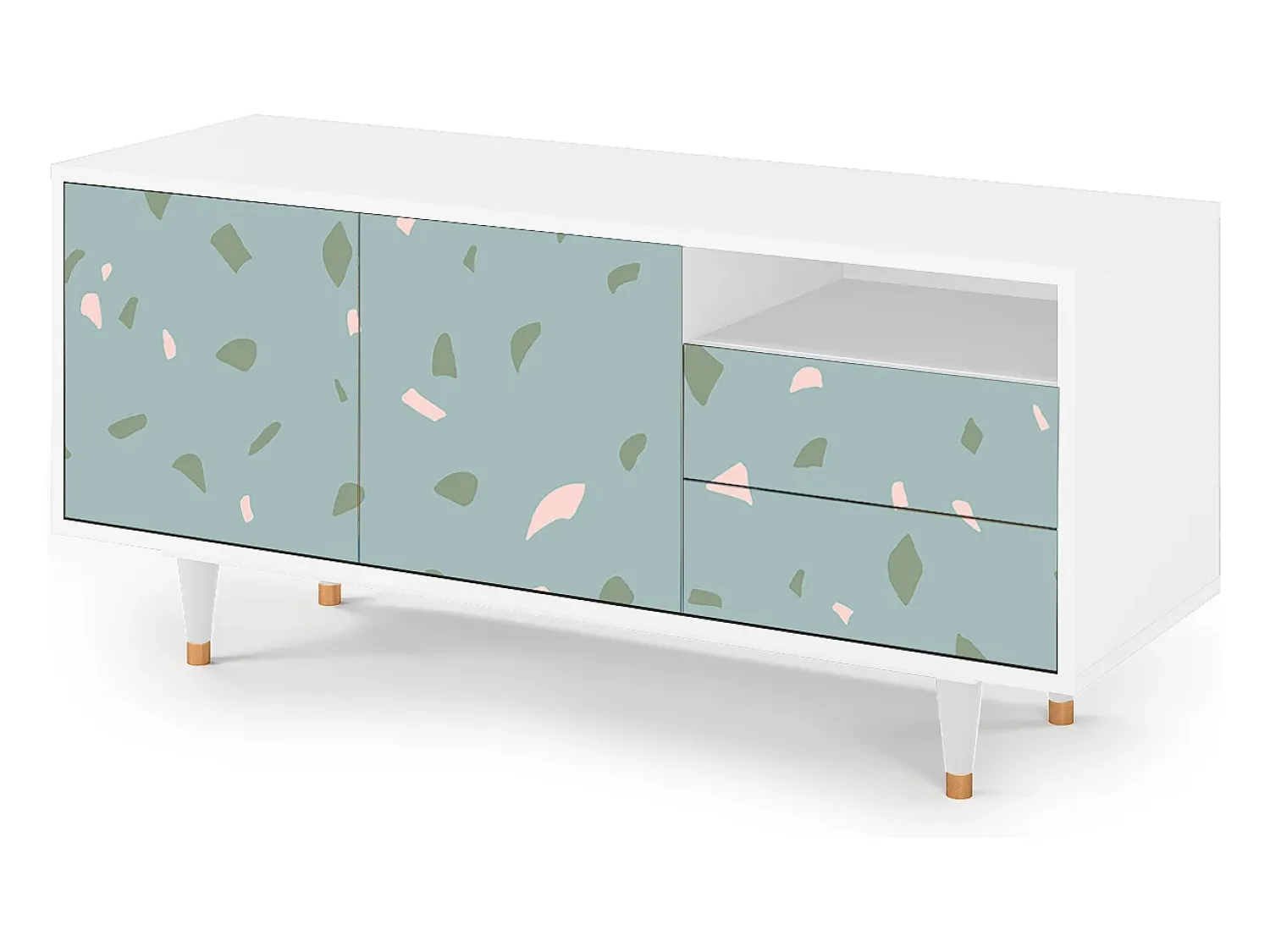 Mueble de TV - 125х56х41 cm - T7 - Blue Drops, Branco^ Móvel De Tv