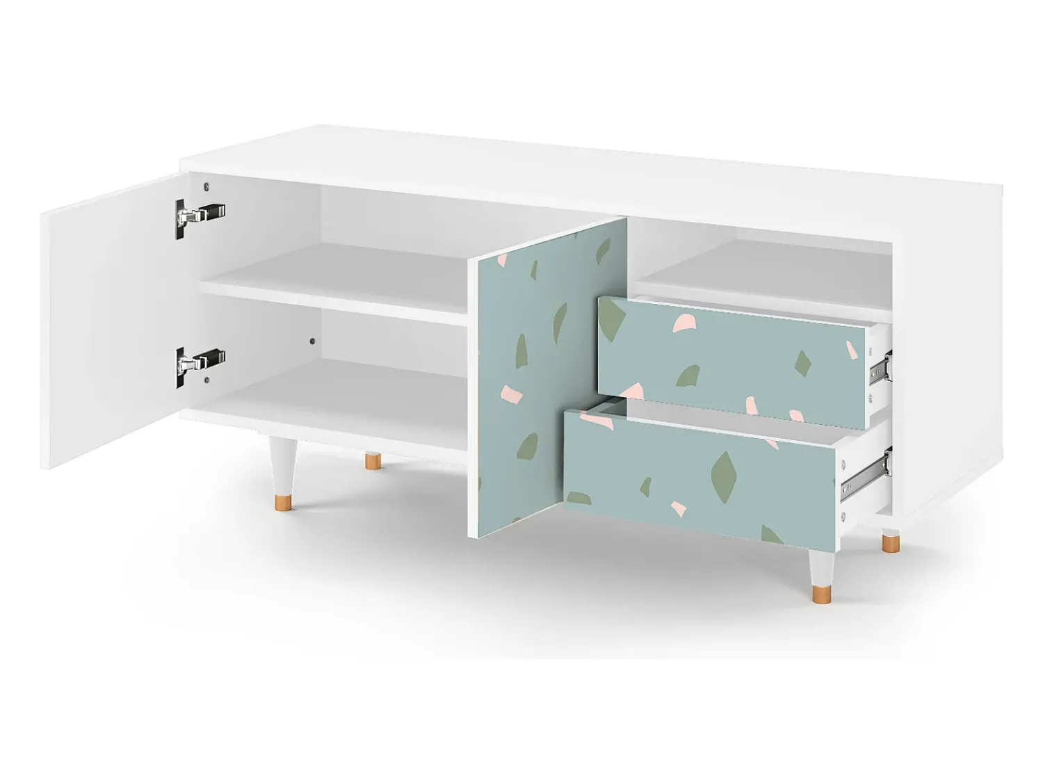 Mueble de TV - 125х56х41 cm - T7 - Blue Drops, Branco^ Móvel De Tv