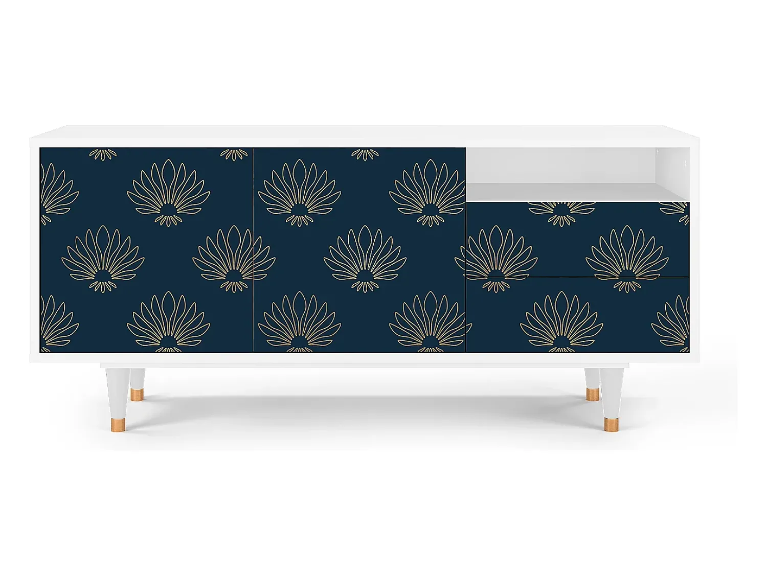 Hot Mueble de TV - 125х56х41 cm - T7 - Blue Lotus, Branco Bege