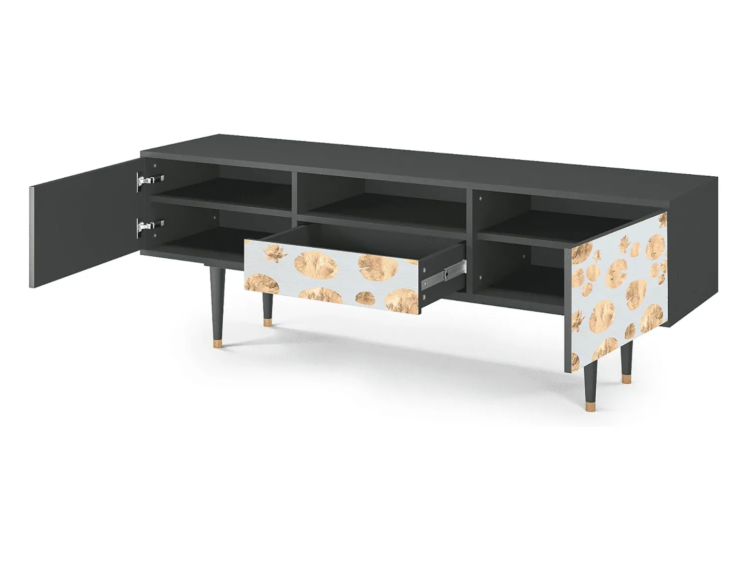 Móvel De Tv| Mueble de TV - 170х59х41 cm - T6 - Blue Giraffe, Antracite Cinza antracite
