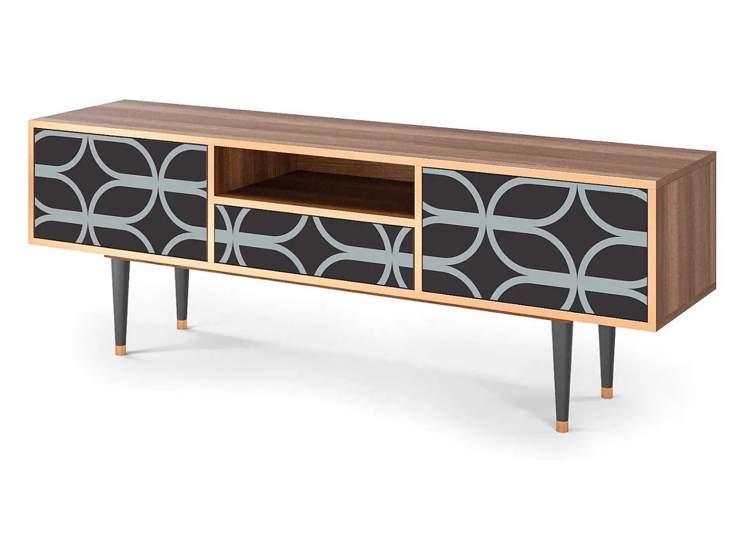 Móvel De Tv* Mueble de TV - 170х59х41 cm - T6 - Braided Blue, Nogueira Castanho