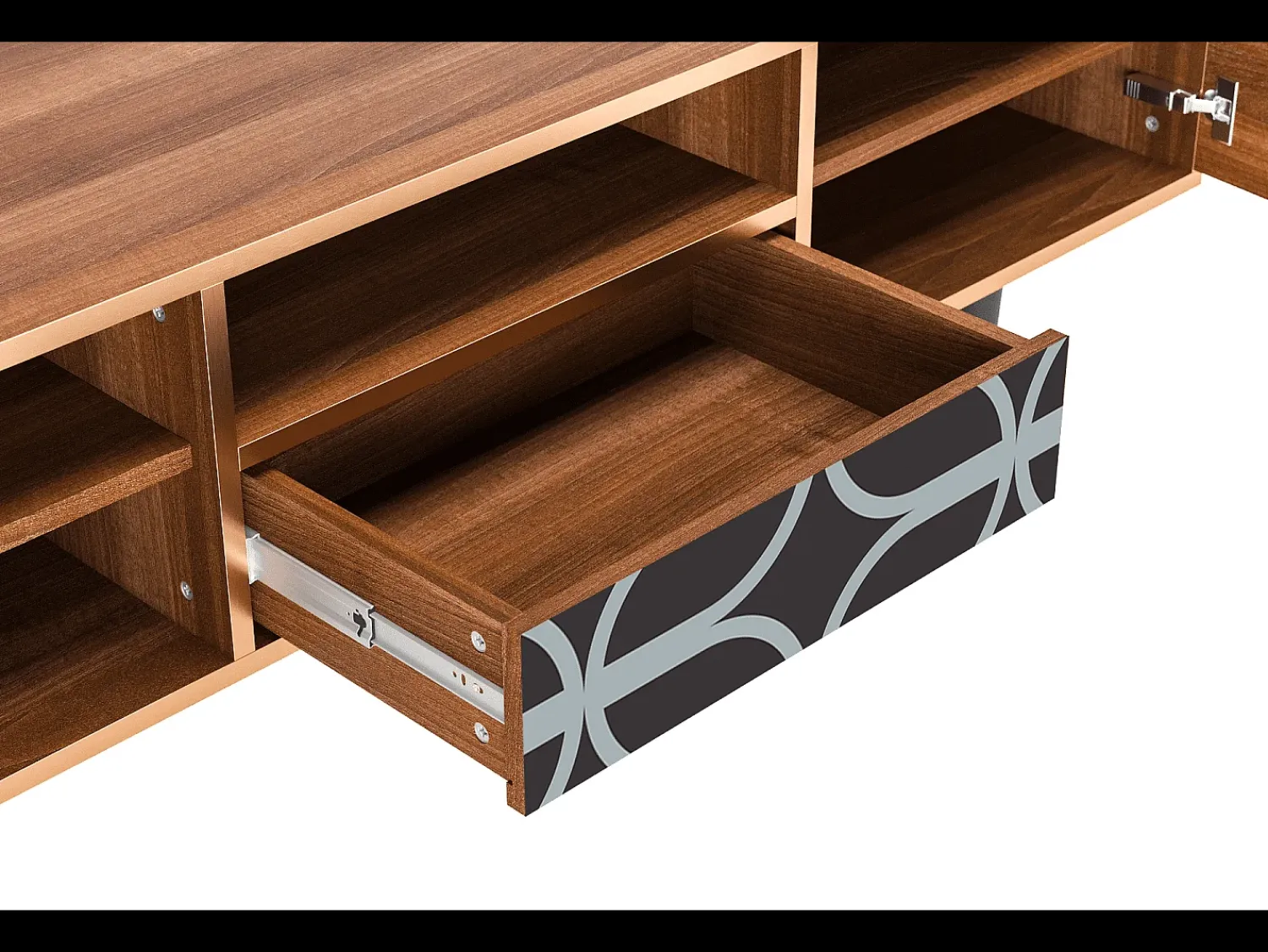 Móvel De Tv* Mueble de TV - 170х59х41 cm - T6 - Braided Blue, Nogueira Castanho