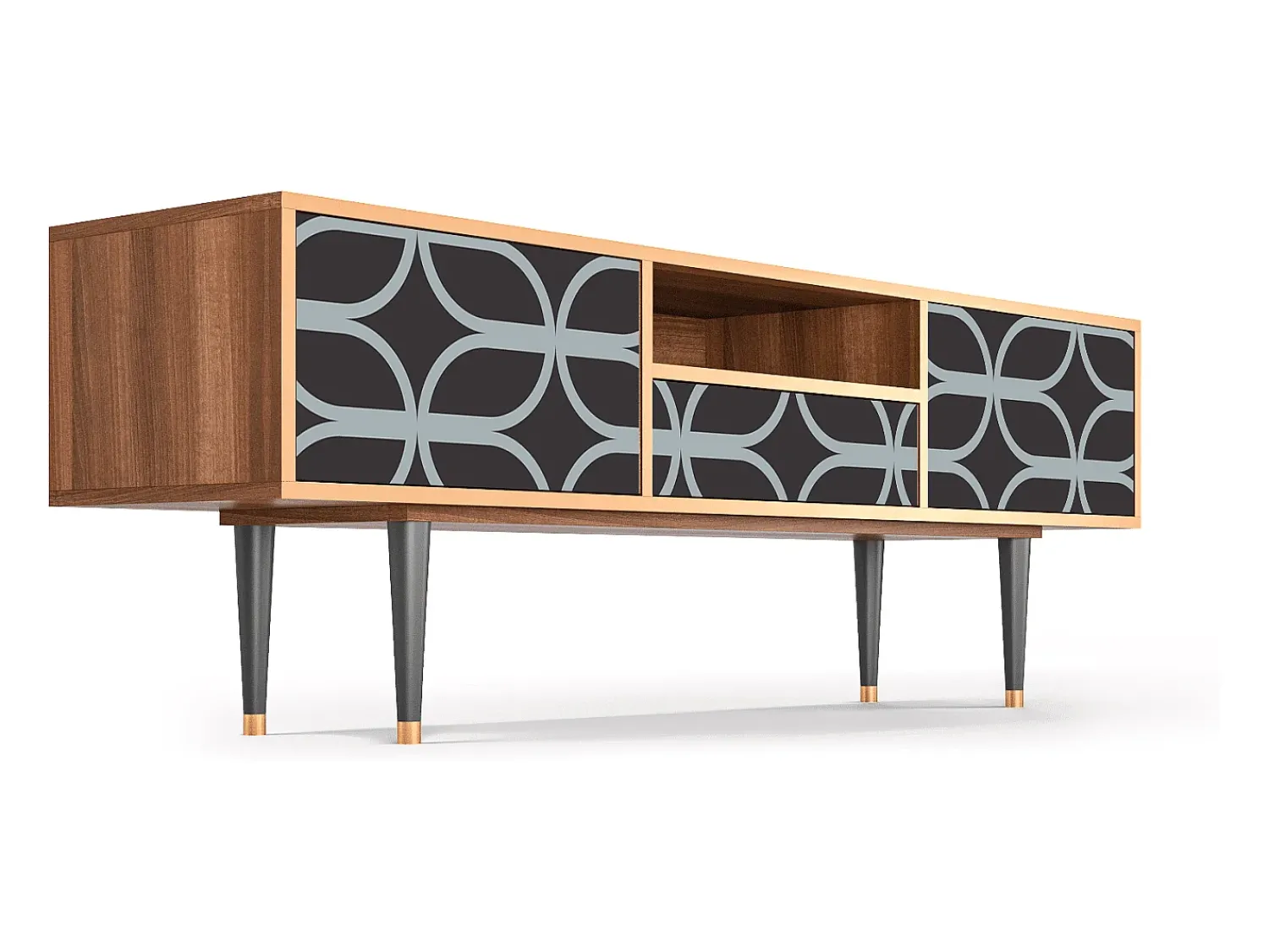 Móvel De Tv* Mueble de TV - 170х59х41 cm - T6 - Braided Blue, Nogueira Castanho