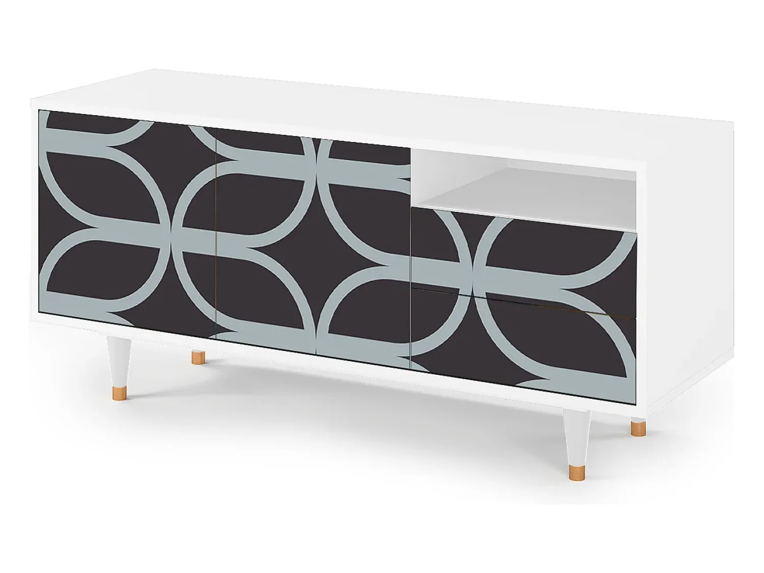 Mueble de TV - 125х56х41 cm - T7 - Braided Blue, Branco^ Móvel De Tv