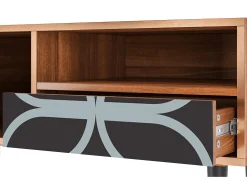 Móvel De Tv* Mueble de TV - 115х59х48 cm - T3 - Braided Blue, Nogueira Castanho