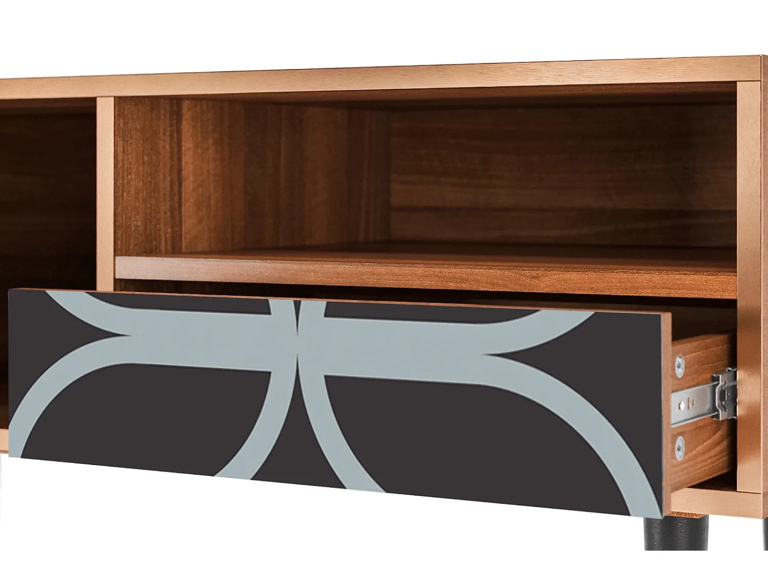 Móvel De Tv* Mueble de TV - 115х59х48 cm - T3 - Braided Blue, Nogueira Castanho