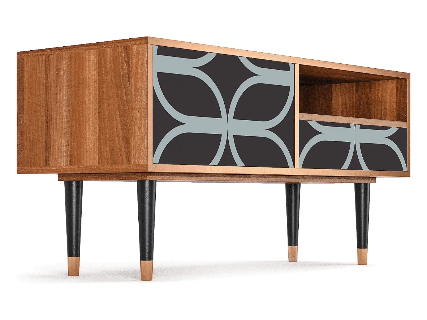 Móvel De Tv* Mueble de TV - 115х59х48 cm - T3 - Braided Blue, Nogueira Castanho