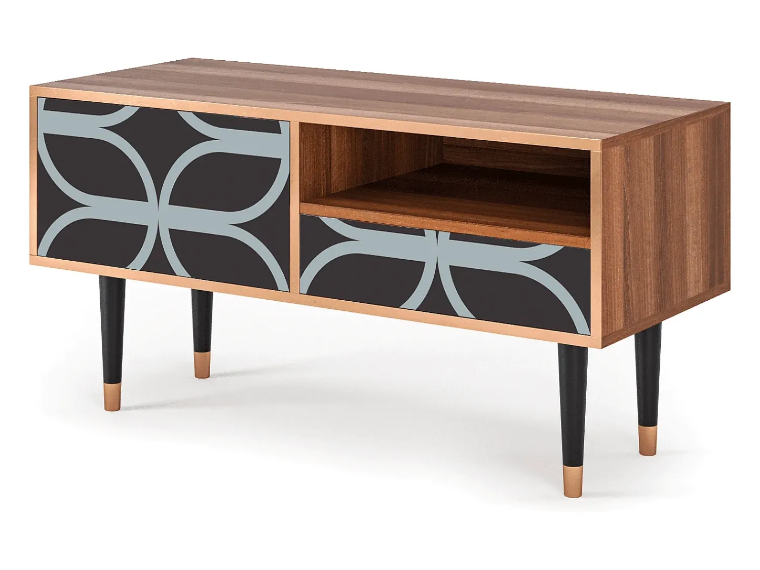 Móvel De Tv* Mueble de TV - 115х59х48 cm - T3 - Braided Blue, Nogueira Castanho