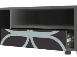 Móvel De Tv| Mueble de TV - 115х59х48 cm - T3 - Braided Blue, Antracite Cinza antracite
