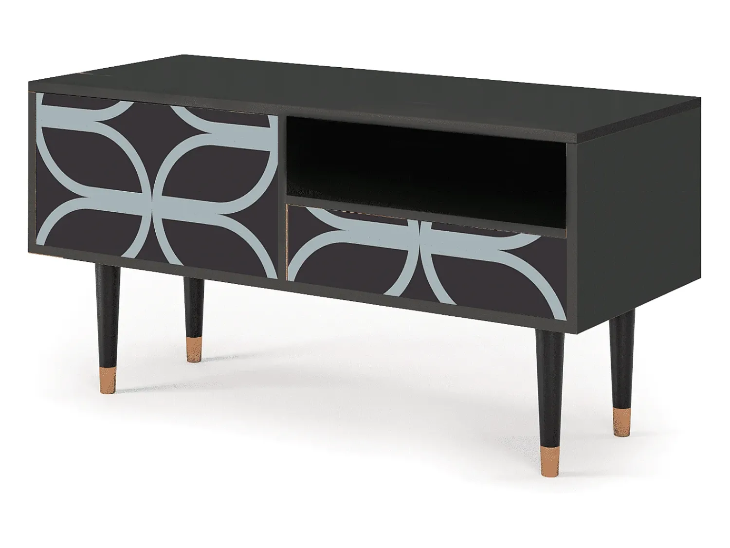 Móvel De Tv| Mueble de TV - 115х59х48 cm - T3 - Braided Blue, Antracite Cinza antracite