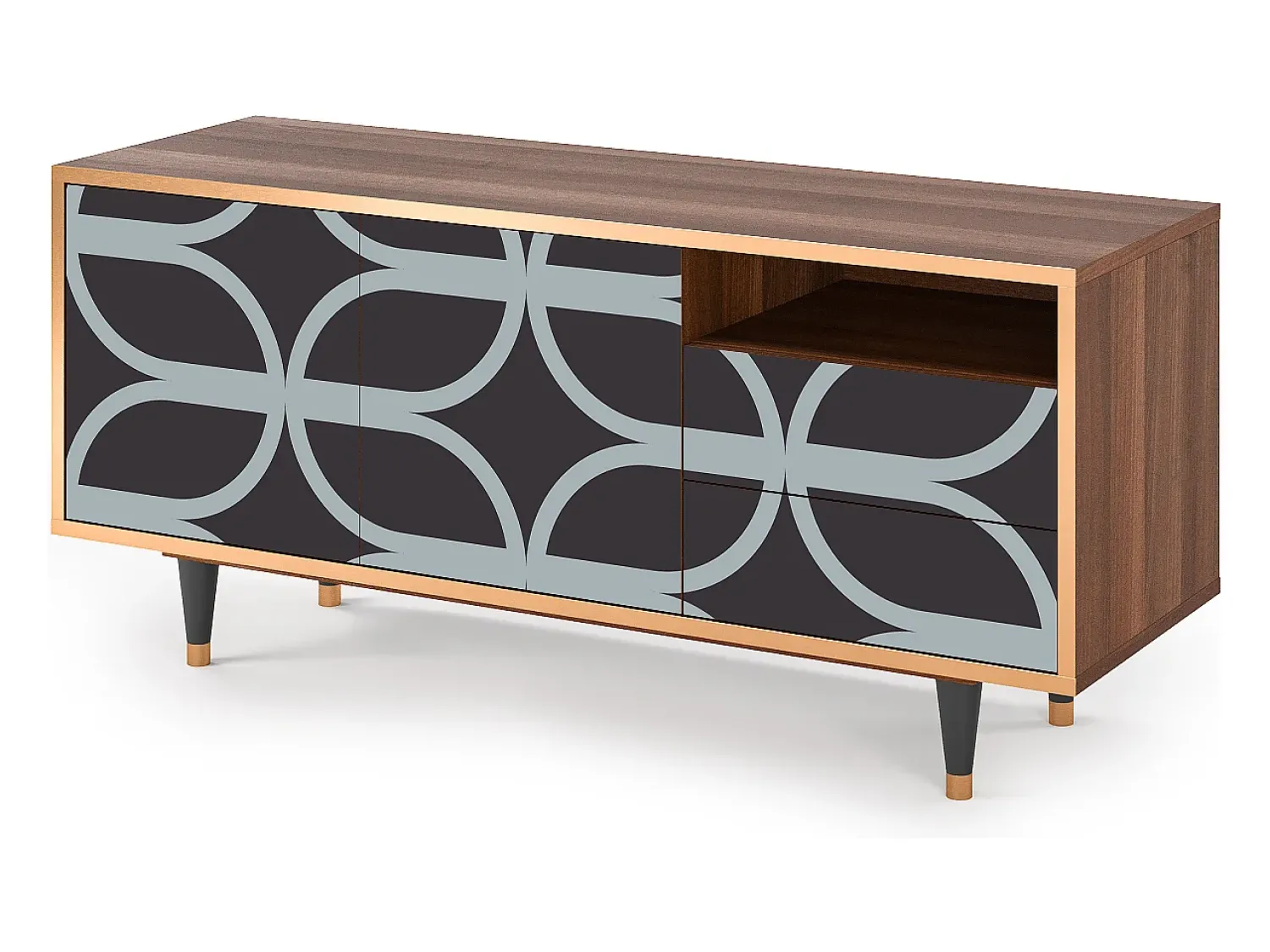 Móvel De Tv| Mueble de TV - 125х56х41 cm - T7 - Braided Blue, Nogueira Castanho