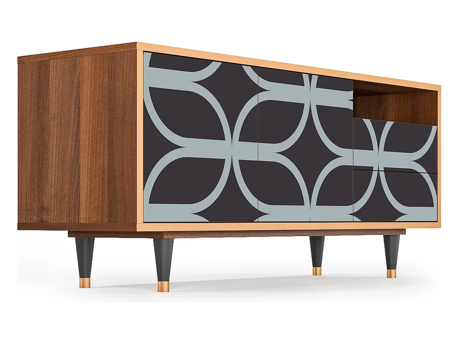 Móvel De Tv| Mueble de TV - 125х56х41 cm - T7 - Braided Blue, Nogueira Castanho