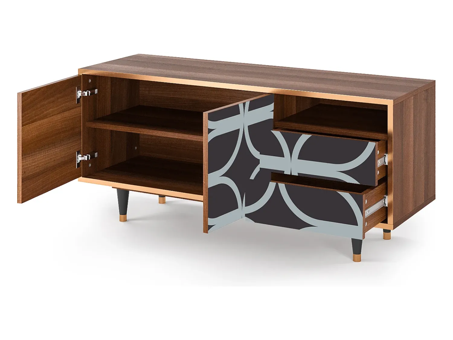 Móvel De Tv| Mueble de TV - 125х56х41 cm - T7 - Braided Blue, Nogueira Castanho