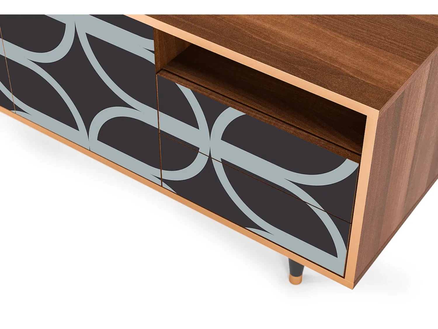 Móvel De Tv| Mueble de TV - 125х56х41 cm - T7 - Braided Blue, Nogueira Castanho