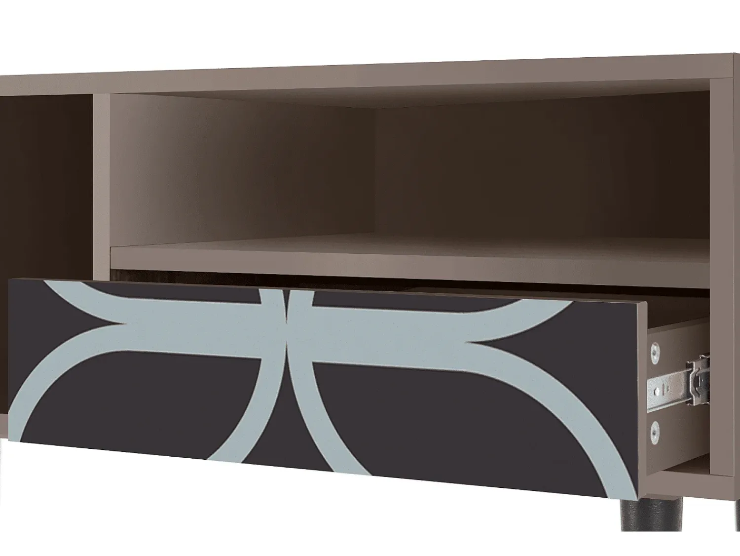 Móvel De Tv| Mueble de TV - 115х59х48 cm - T3 - Braided Blue, Latte Bege