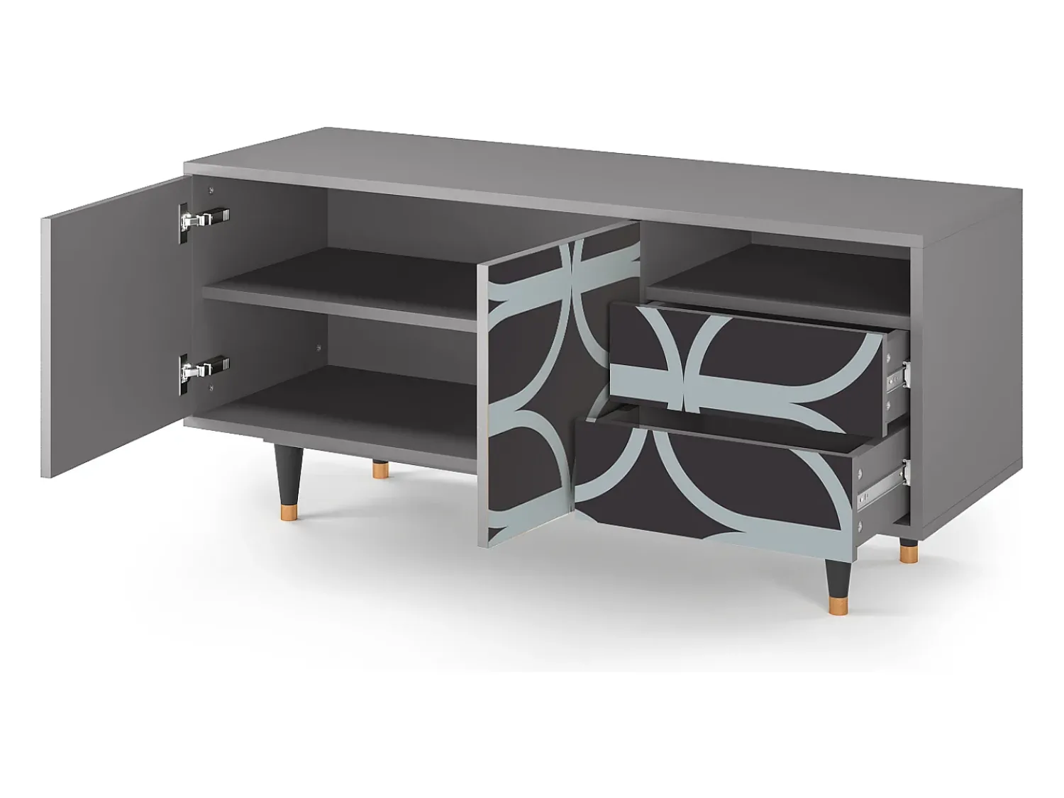 New Mueble de TV - 125х56х41 cm - T7 - Braided Blue, Cinza Cinzento