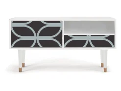 Móvel De Tv* Mueble de TV - 115х59х48 cm - T3 - Braided Blue, Branco Bege
