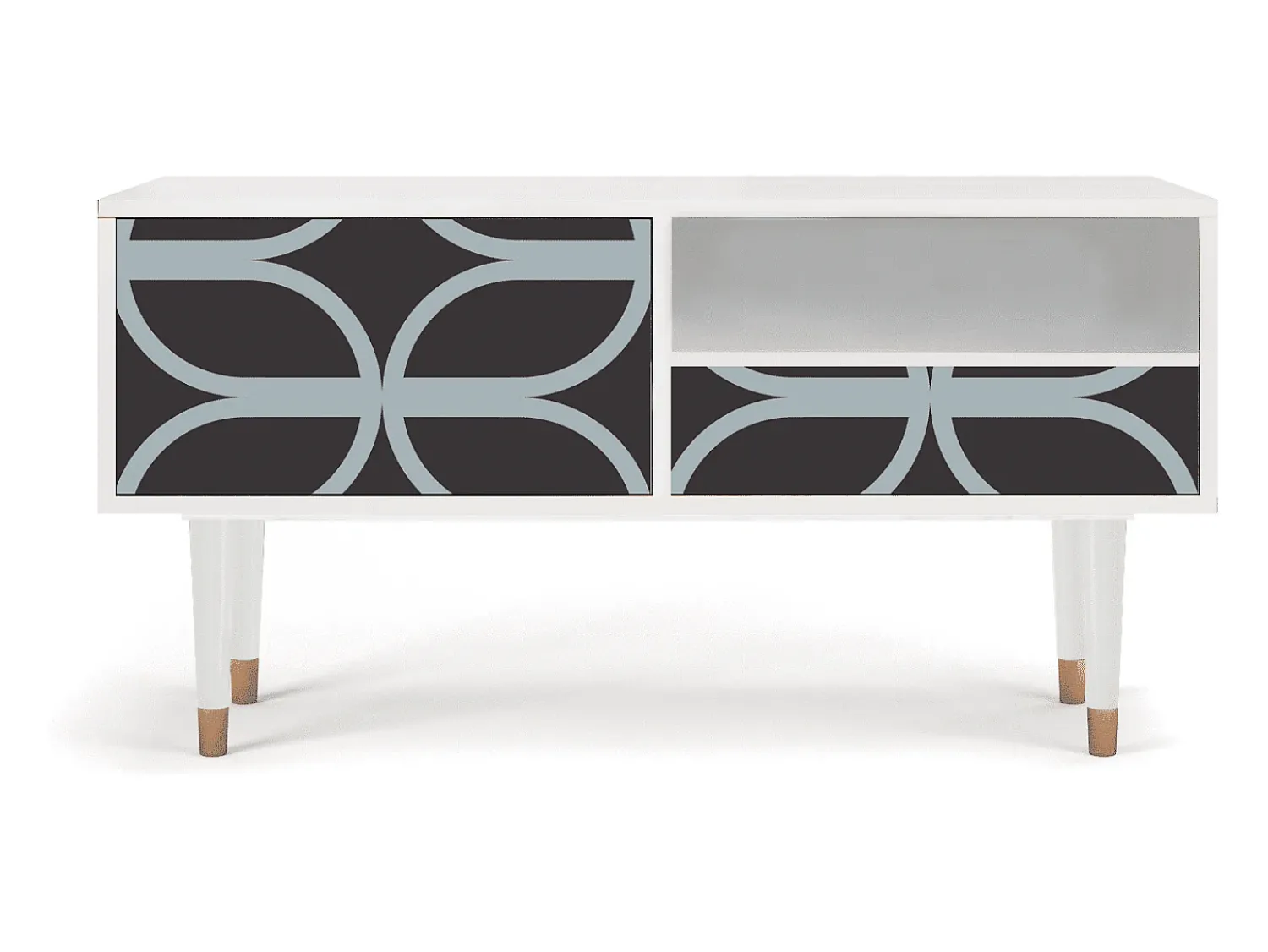 Móvel De Tv* Mueble de TV - 115х59х48 cm - T3 - Braided Blue, Branco Bege