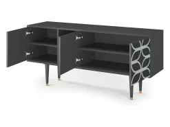 Móvel De Tv| Mueble de TV - 150х69х41 cm - T5 - Braided Blue, Antracite Cinza antracite