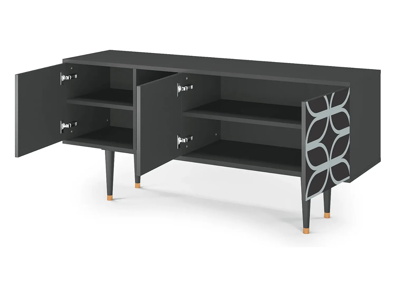 Móvel De Tv| Mueble de TV - 150х69х41 cm - T5 - Braided Blue, Antracite Cinza antracite