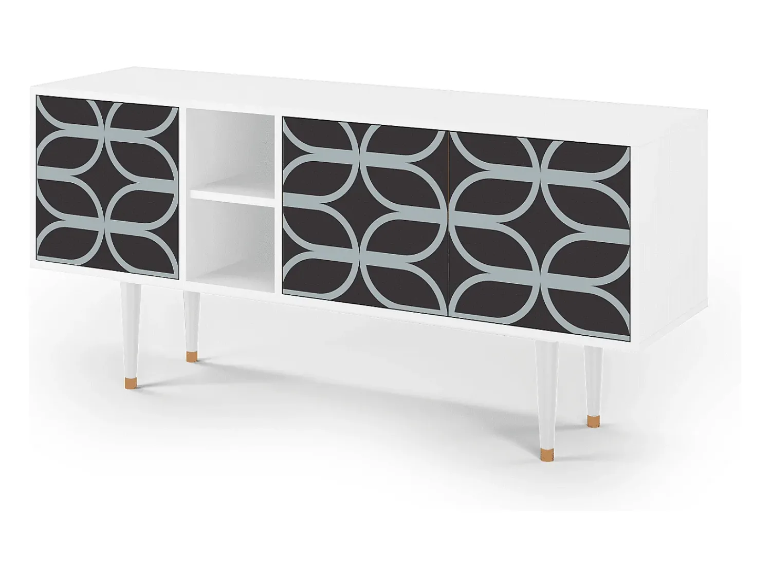 Móvel De Tv| Mueble de TV - 150х69х41 cm - T5 - Braided Blue, Branco Bege