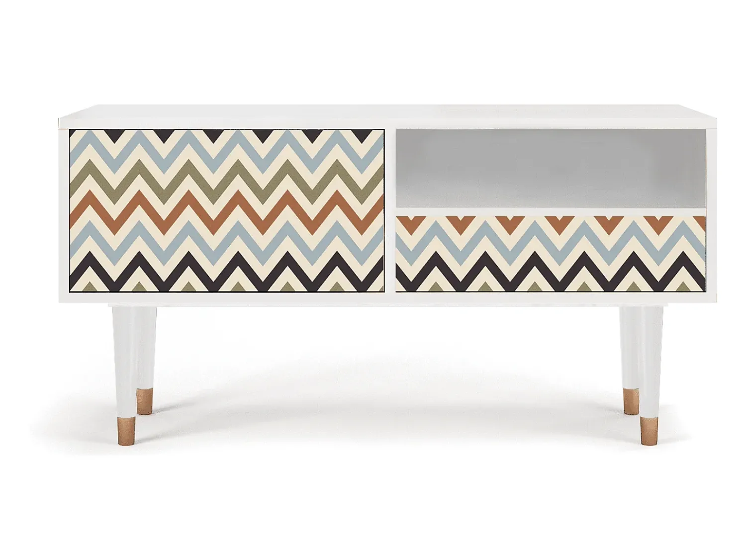 Mueble de TV - 115х59х48 cm - T3 - Bright Ripple, Branco^ Móvel De Tv