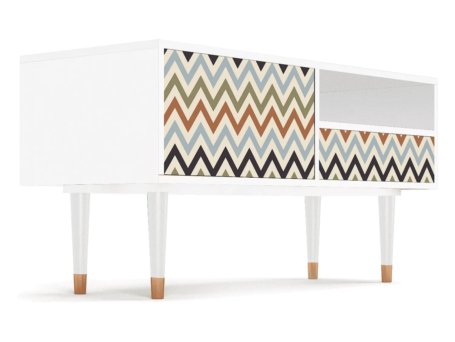 Mueble de TV - 115х59х48 cm - T3 - Bright Ripple, Branco^ Móvel De Tv