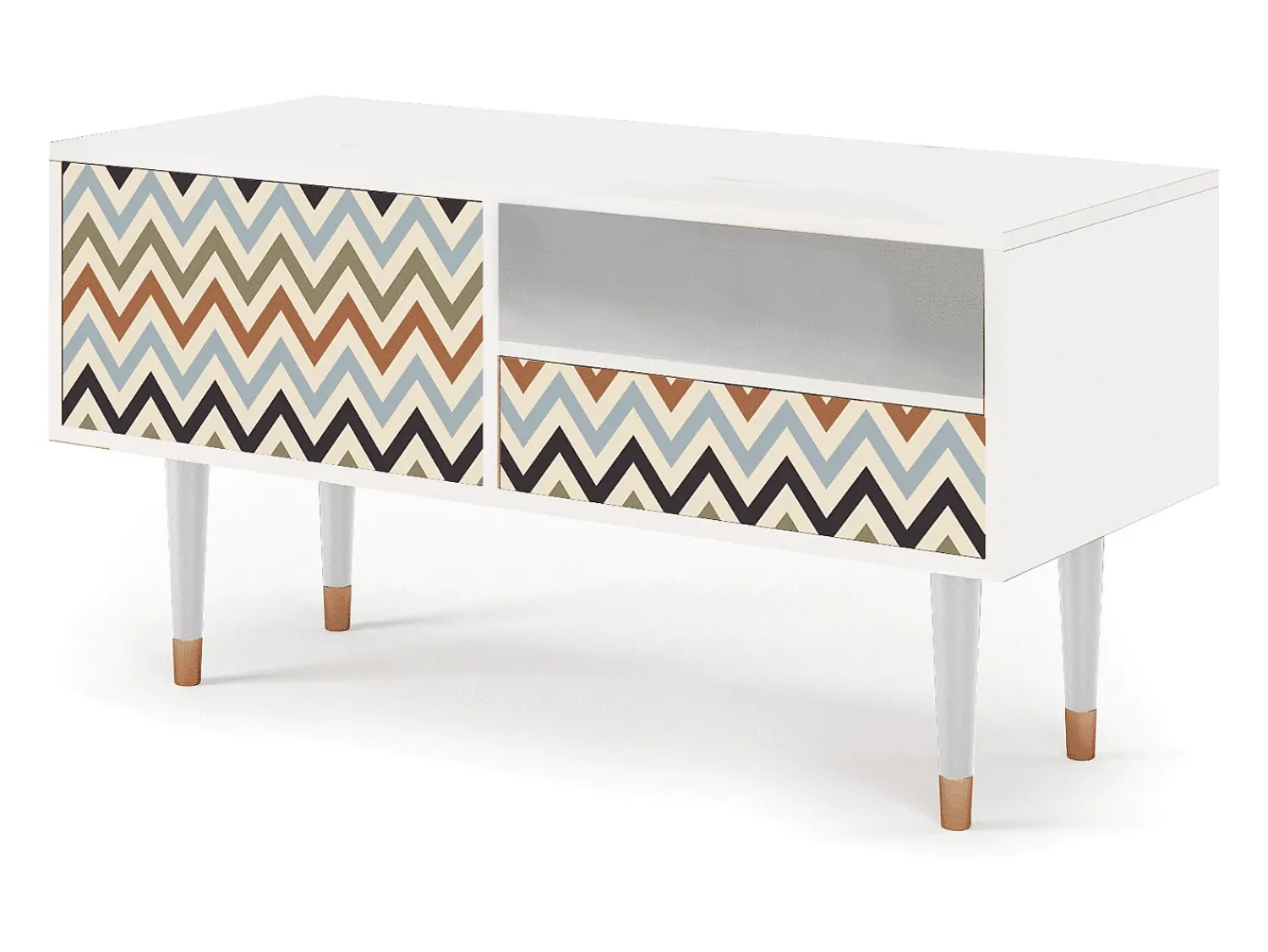 Mueble de TV - 115х59х48 cm - T3 - Bright Ripple, Branco^ Móvel De Tv