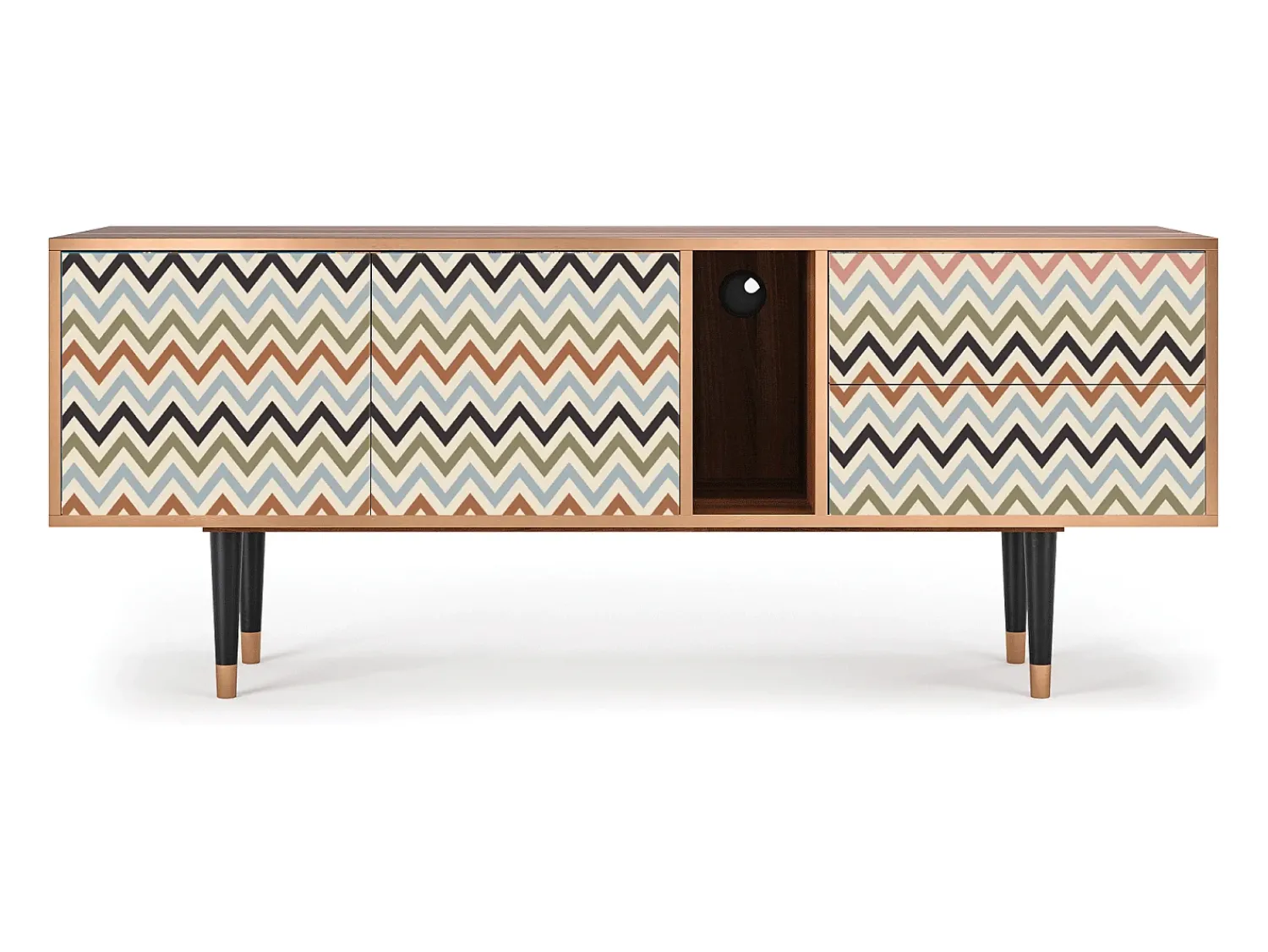 Hot Mueble de TV - 170х69х48 cm - T1 - Bright Ripple, Nogueira Castanho
