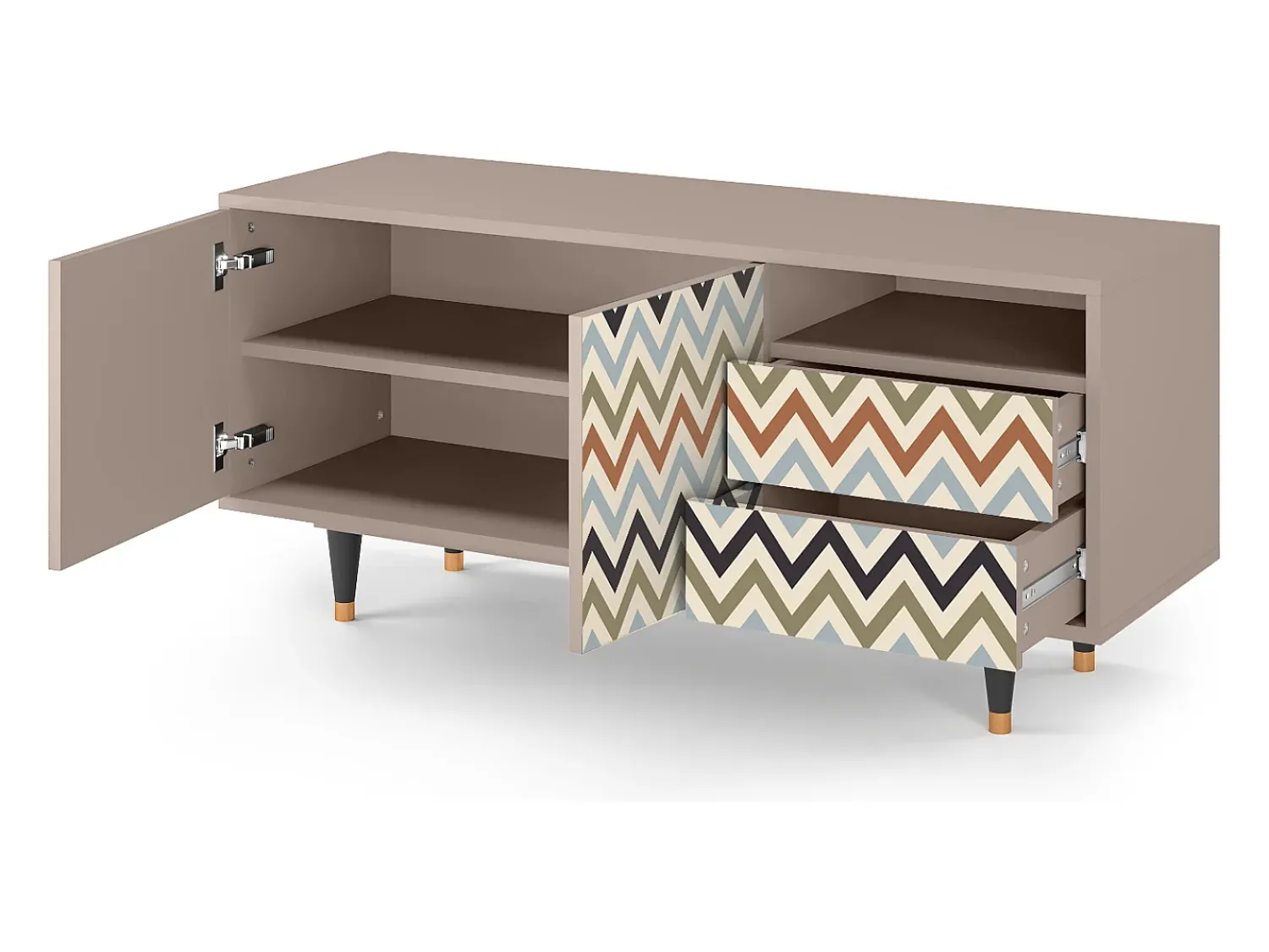 Móvel De Tv| Mueble de TV - 125х56х41 cm - T7 - Bright Ripple, Latte Bege