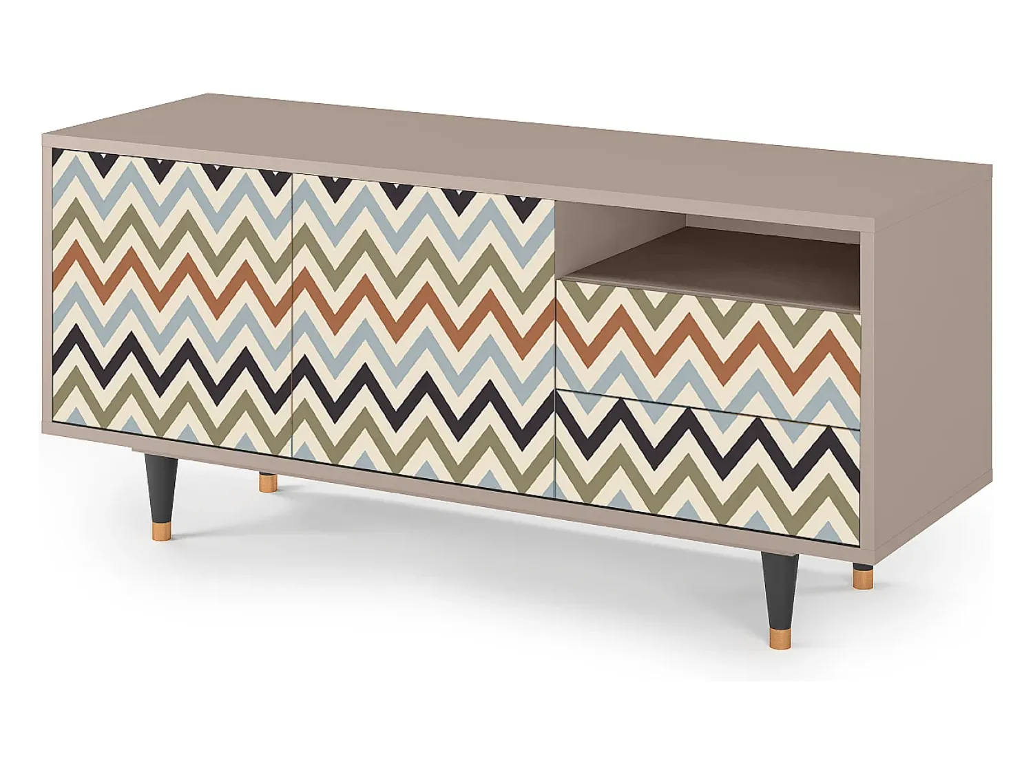 Móvel De Tv| Mueble de TV - 125х56х41 cm - T7 - Bright Ripple, Latte Bege