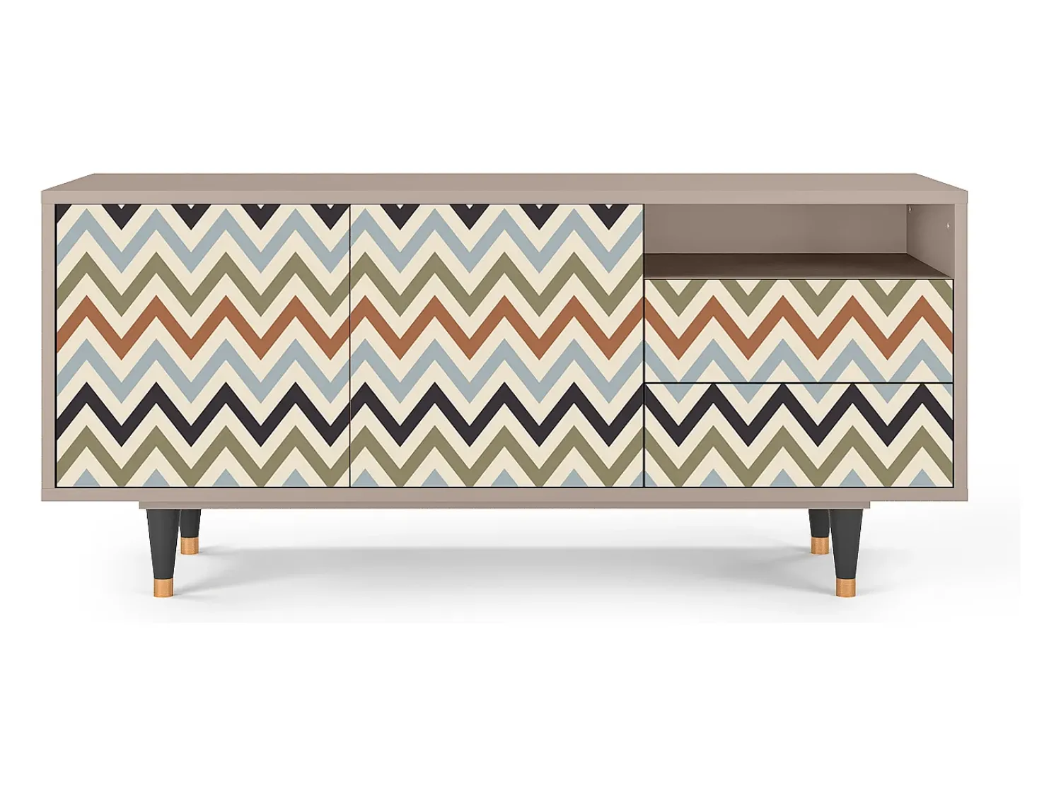 Móvel De Tv| Mueble de TV - 125х56х41 cm - T7 - Bright Ripple, Latte Bege
