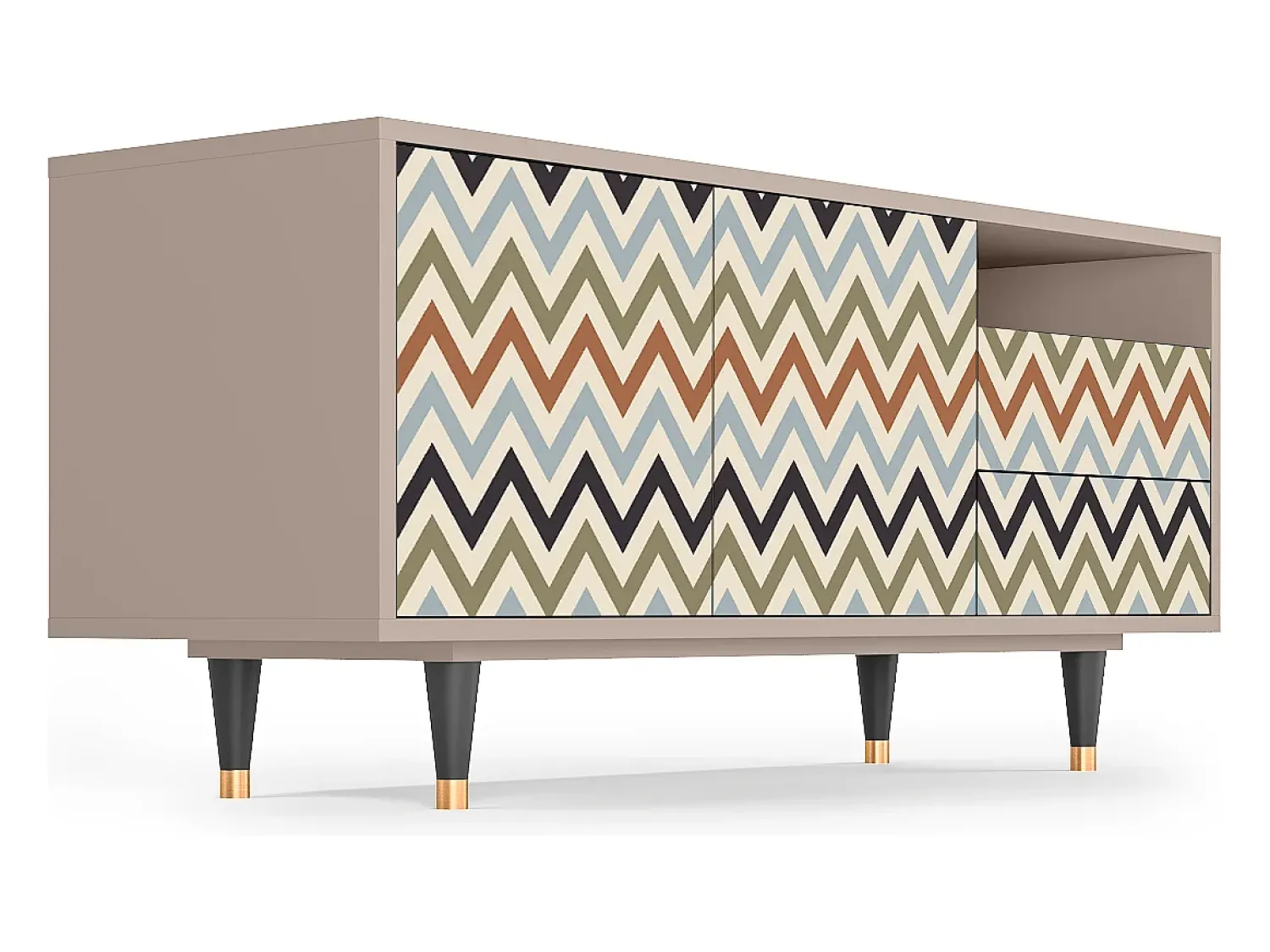 Móvel De Tv| Mueble de TV - 125х56х41 cm - T7 - Bright Ripple, Latte Bege
