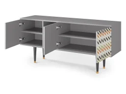 Móvel De Tv| Mueble de TV - 150х69х41 cm - T5 - Bright Ripple, Cinza Cinzento