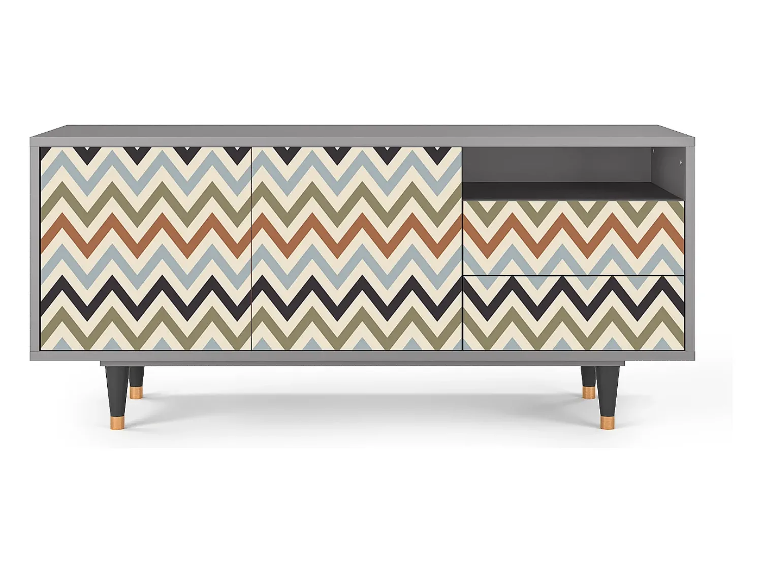 Móvel De Tv| Mueble de TV - 125х56х41 cm - T7 - Bright Ripple, Cinza Cinzento