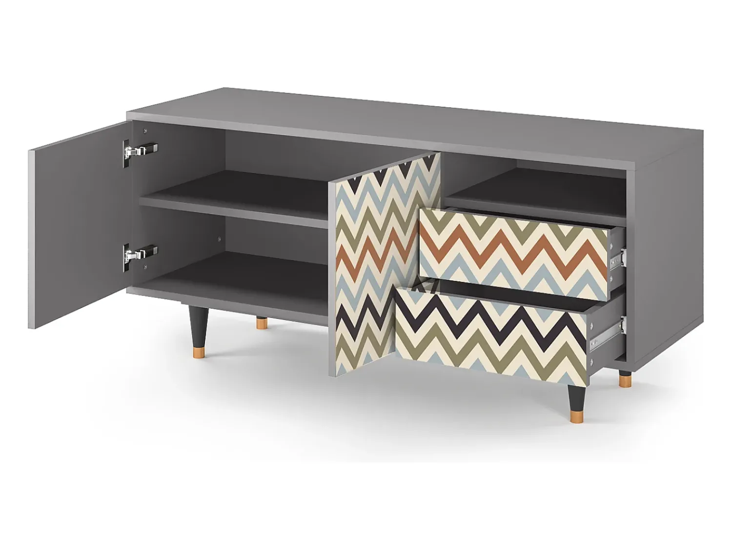 Móvel De Tv| Mueble de TV - 125х56х41 cm - T7 - Bright Ripple, Cinza Cinzento