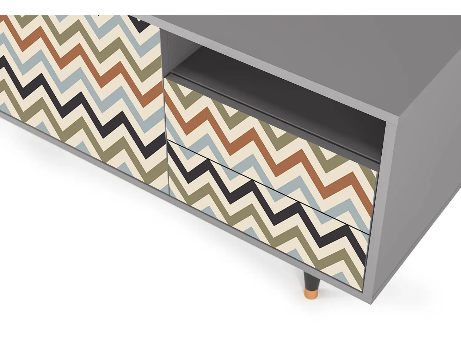 Móvel De Tv| Mueble de TV - 125х56х41 cm - T7 - Bright Ripple, Cinza Cinzento