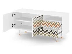 Clearance Mueble de TV - 125х56х41 cm - T7 - Bright Ripple, Branco Bege