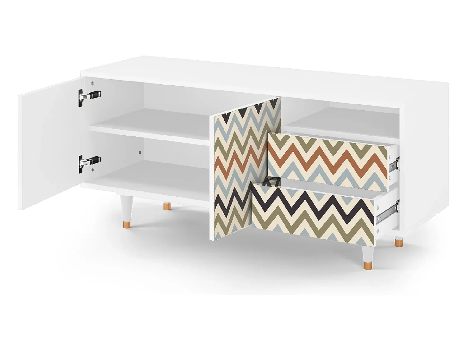Clearance Mueble de TV - 125х56х41 cm - T7 - Bright Ripple, Branco Bege