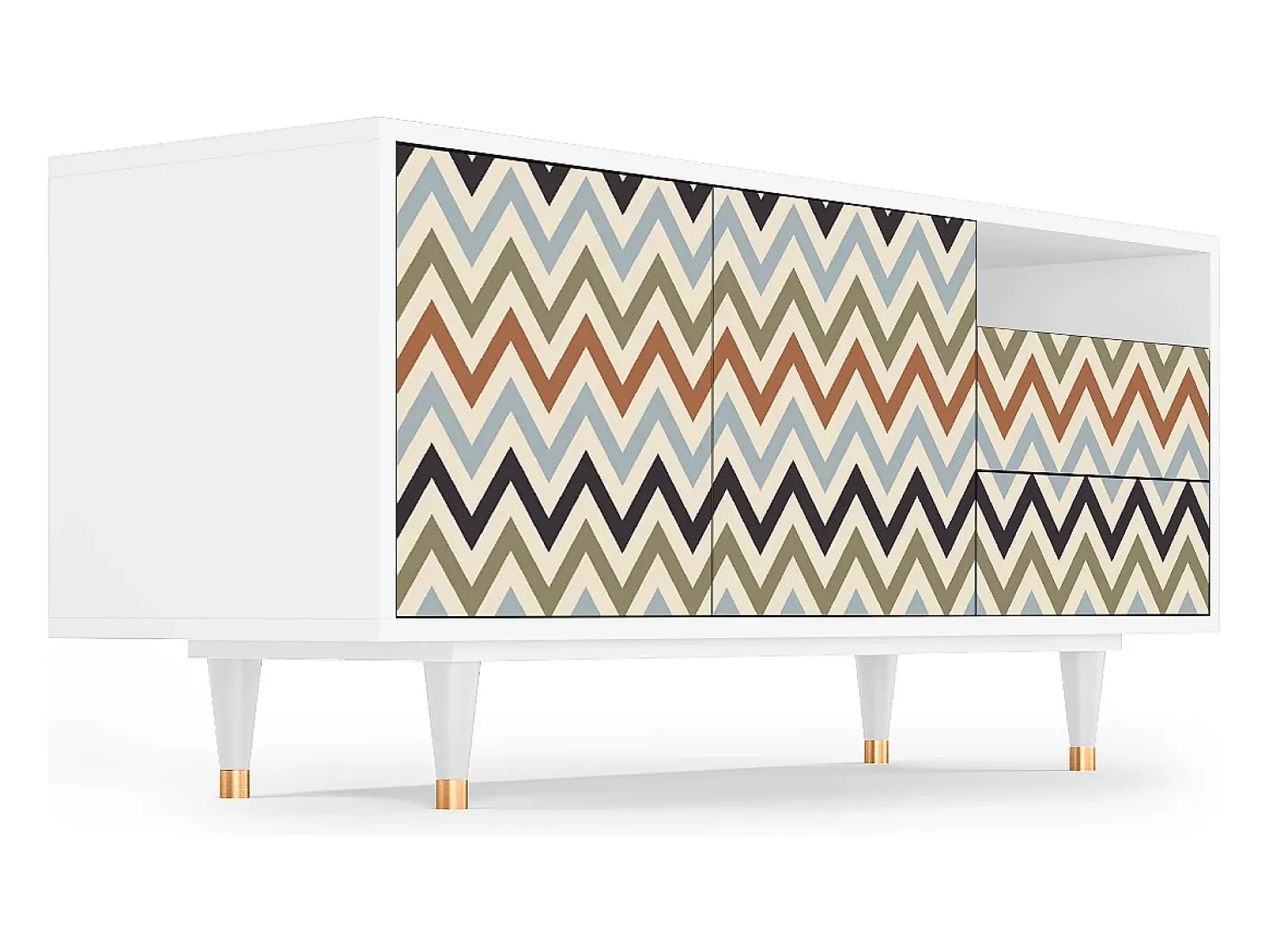 Clearance Mueble de TV - 125х56х41 cm - T7 - Bright Ripple, Branco Bege