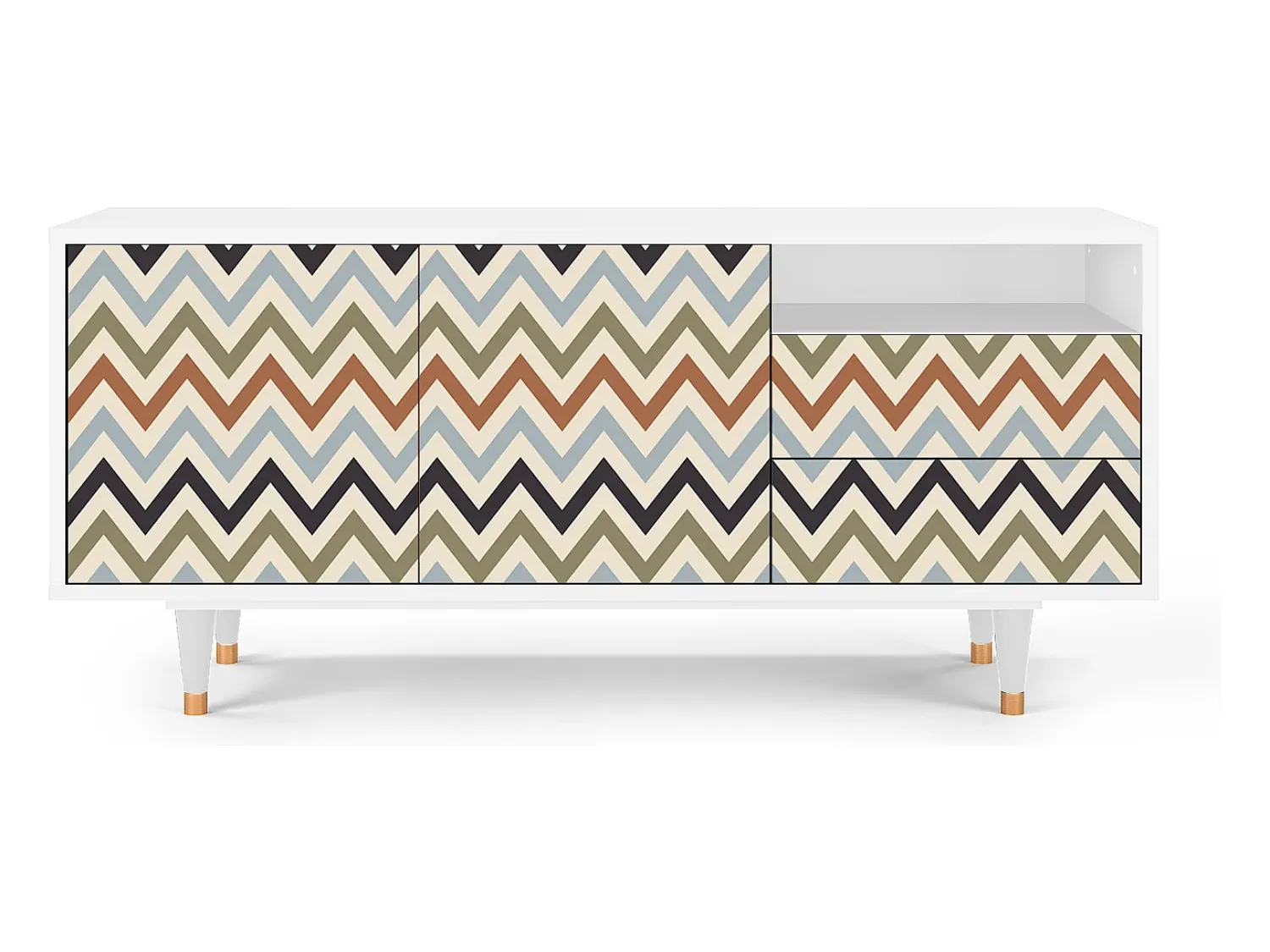 Clearance Mueble de TV - 125х56х41 cm - T7 - Bright Ripple, Branco Bege