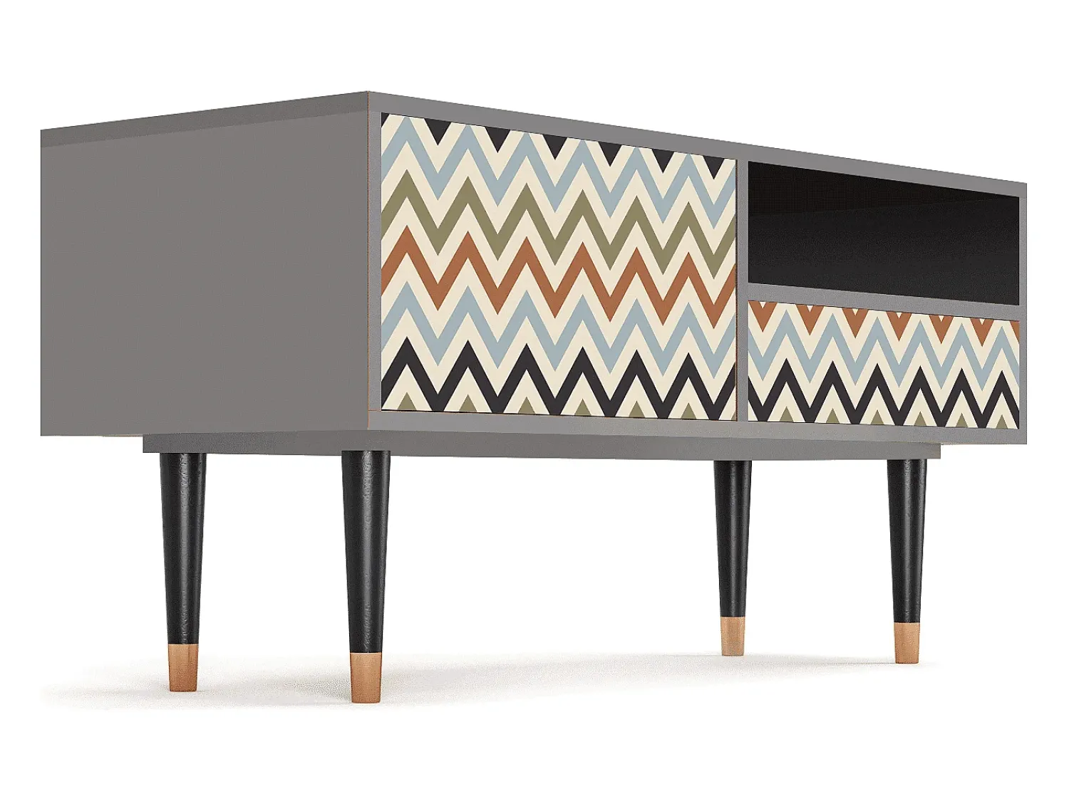 Móvel De Tv| Mueble de TV - 115х59х48 cm - T3 - Bright Ripple, Cinza Cinzento