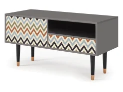 Móvel De Tv| Mueble de TV - 115х59х48 cm - T3 - Bright Ripple, Cinza Cinzento