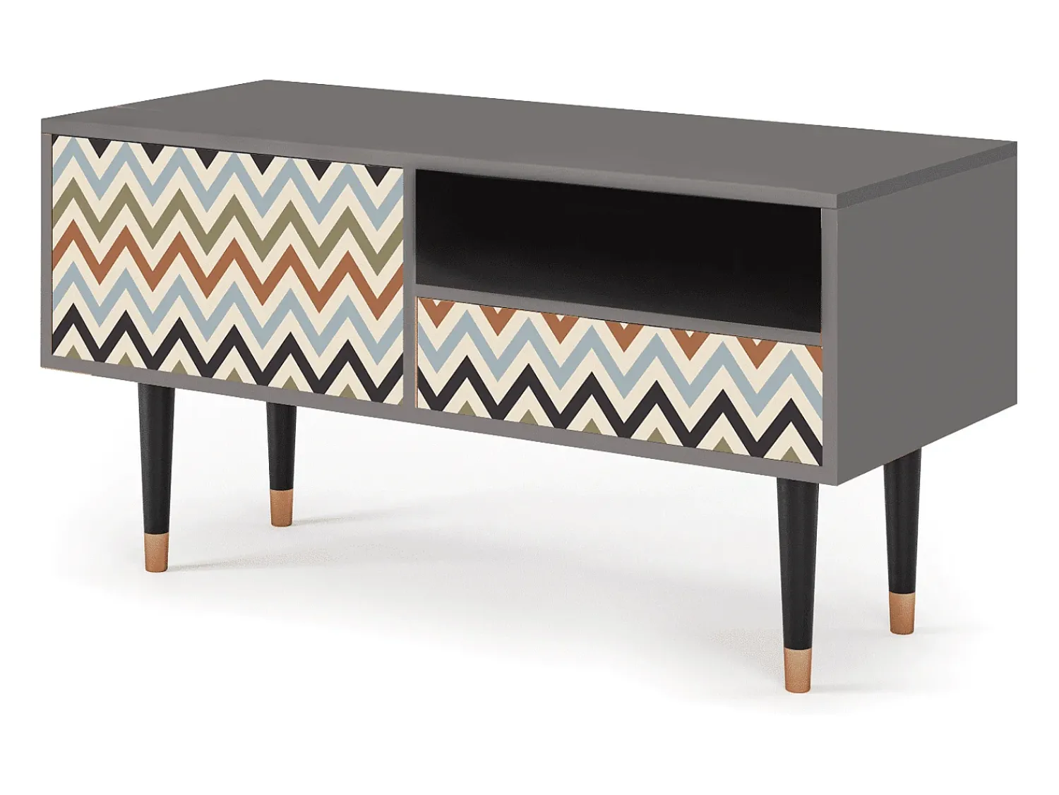 Móvel De Tv| Mueble de TV - 115х59х48 cm - T3 - Bright Ripple, Cinza Cinzento