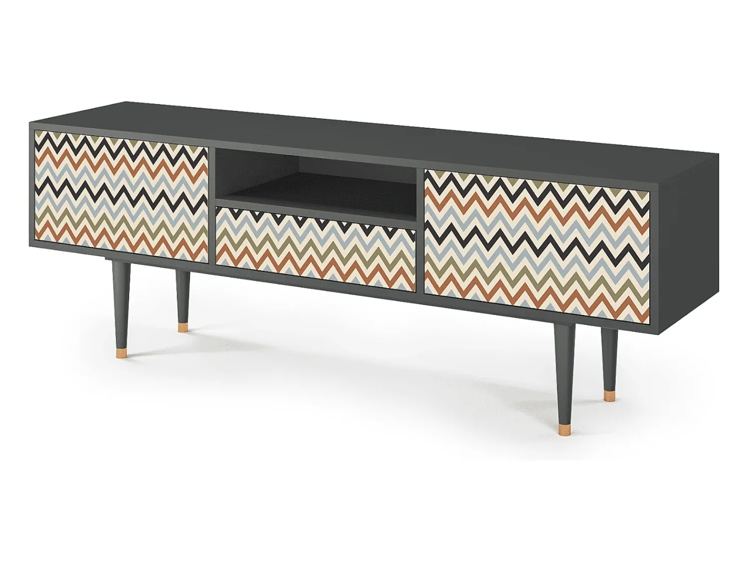 Móvel De Tv| Mueble de TV - 170х59х41 cm - T6 - Bright Ripple, Antracite Cinza antracite