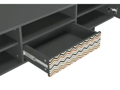 Móvel De Tv| Mueble de TV - 170х59х41 cm - T6 - Bright Ripple, Antracite Cinza antracite