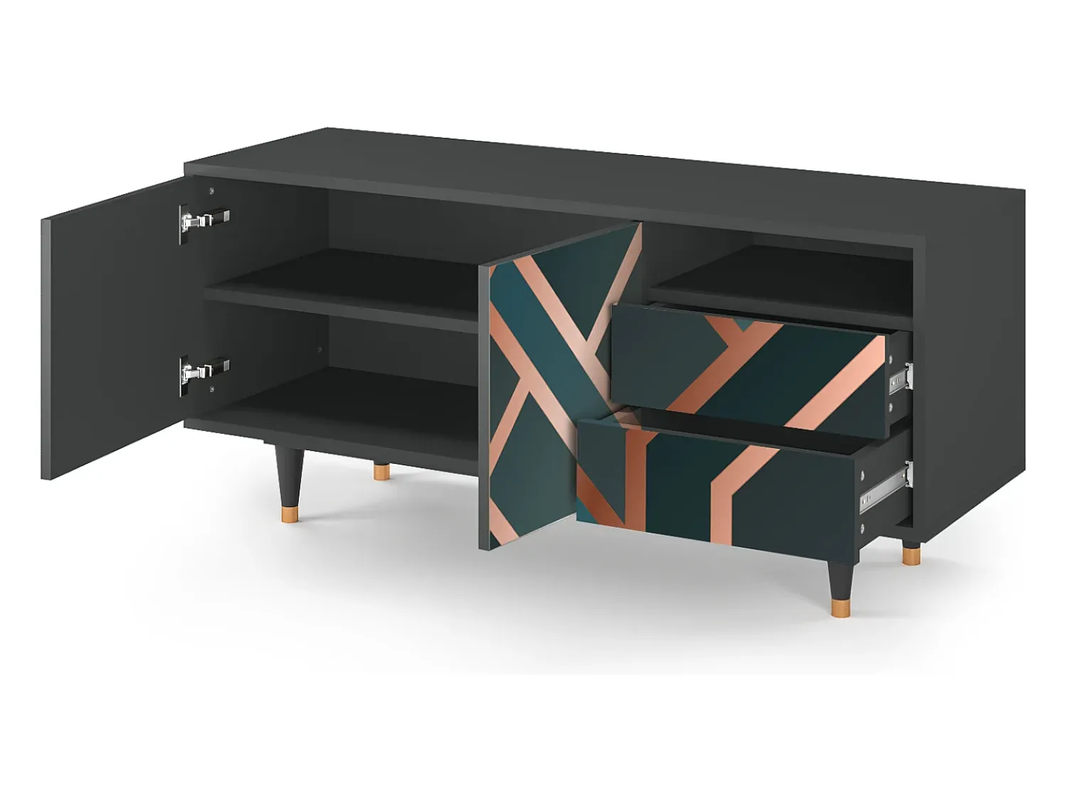 Móvel De Tv* Mueble de TV - 125х56х41 cm - T7 - Bronze Crossroad, Antracite Cinza antracite